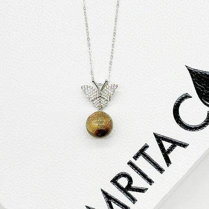 Sterling Silver Diamond Butterfly Aroma Necklace - Starry Night | Energy & Healing | Diffuse on the go - UrbanNest Co