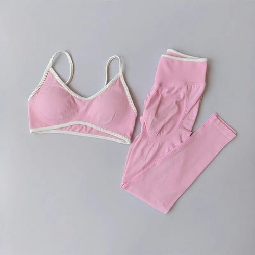 2PCS High Waisted Sports Bra Set with Contrasting Small Suspender - UrbanNest Co