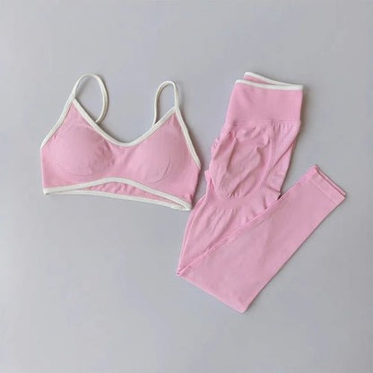 2PCS High Waisted Sports Bra Set with Contrasting Small Suspender - UrbanNest Co