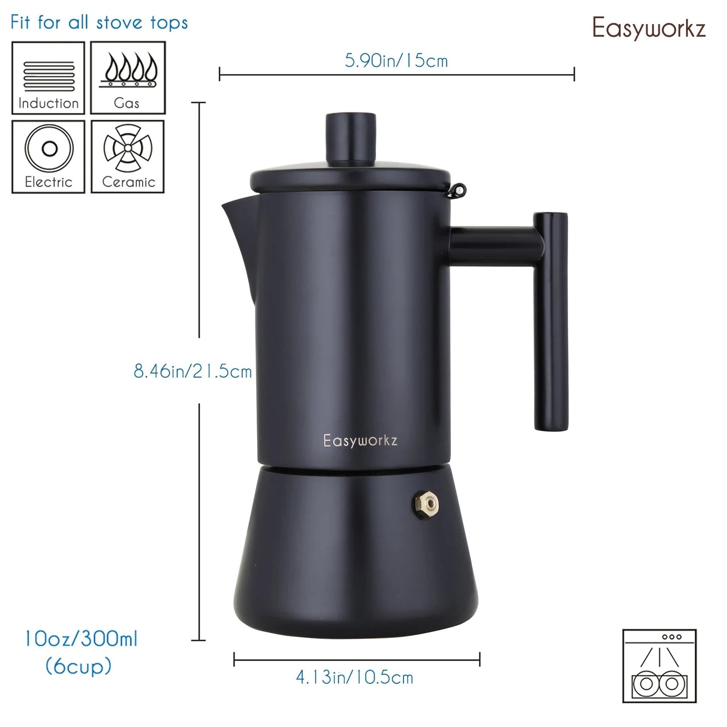 Easyworkz Stovetop Espresso Maker Stainless Steel Italian Coffee Pot - UrbanNest Co