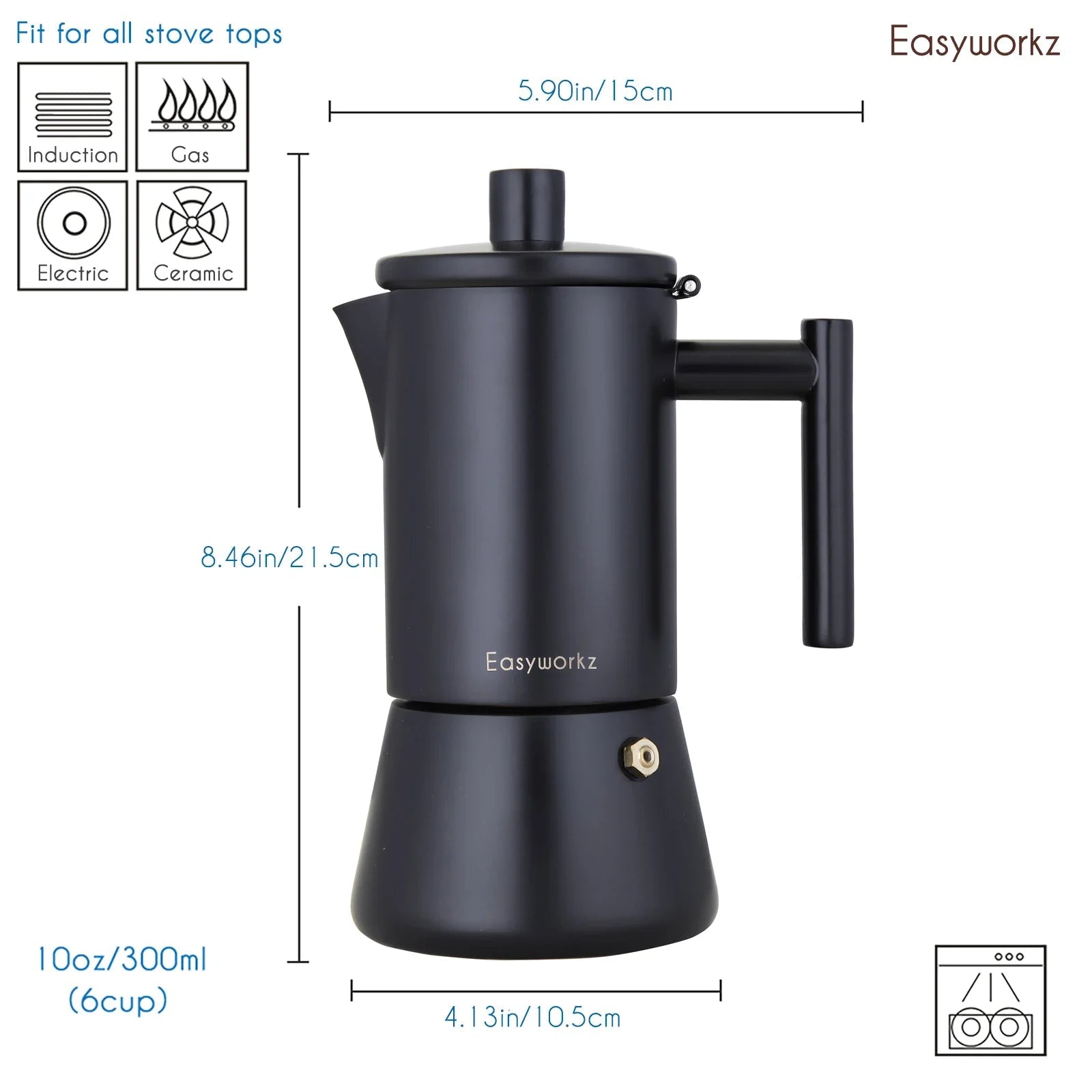Easyworkz Stovetop Espresso Maker Stainless Steel Italian Coffee Pot - UrbanNest Co