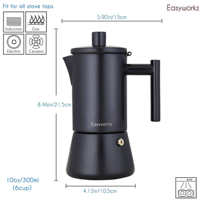 Easyworkz Stovetop Espresso Maker Stainless Steel Italian Coffee Pot - UrbanNest Co
