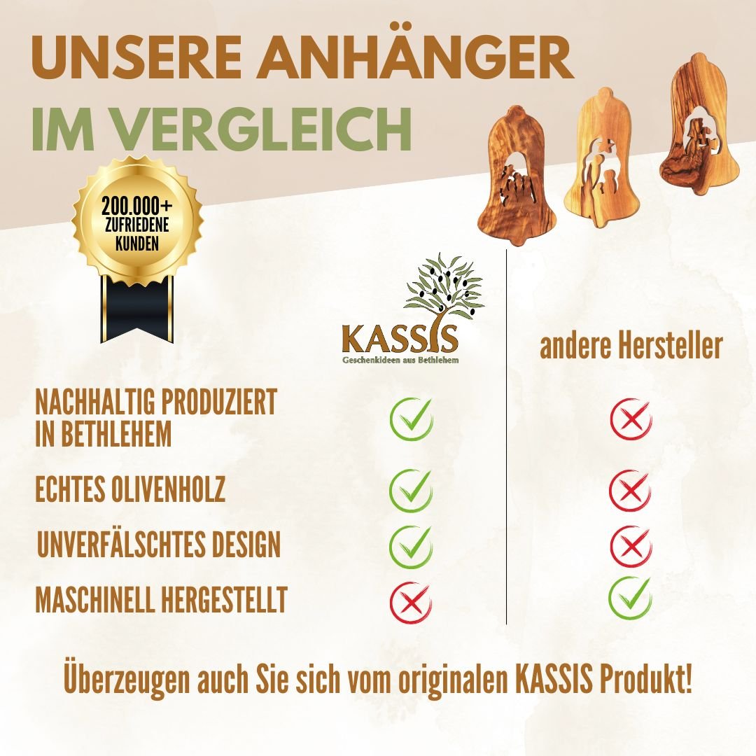 Olivenholz Krippen - Anhänger im 3er Set (ohne Rinde) | Baumschmuck & Weihnachtsdeko für Advent und Weihnachten - UrbanNest Co