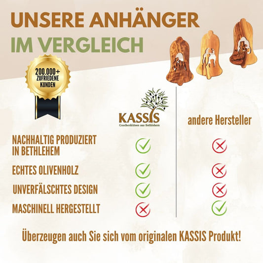 Olivenholz Krippen - Anhänger im 3er Set (ohne Rinde) | Baumschmuck & Weihnachtsdeko für Advent und Weihnachten - UrbanNest Co