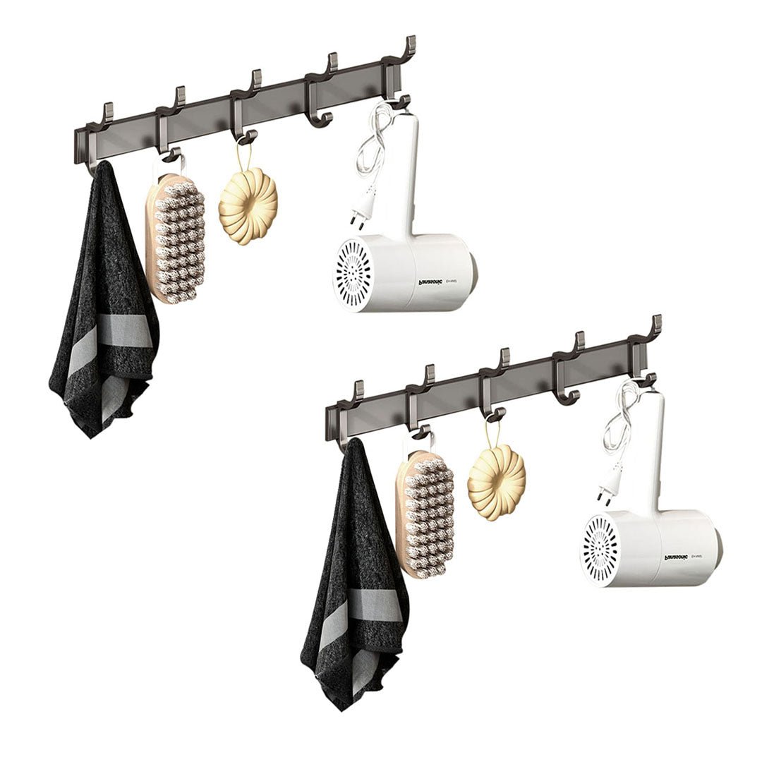 SOGA 2X 37cm Wall Mounted Towel Rack Space - Saving Hanger Organiser with Durable Hooks - UrbanNest Co
