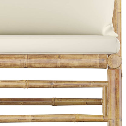 NNEVL 5 Piece Garden Lounge Set with Cream White Cushions Bamboo - UrbanNest Co