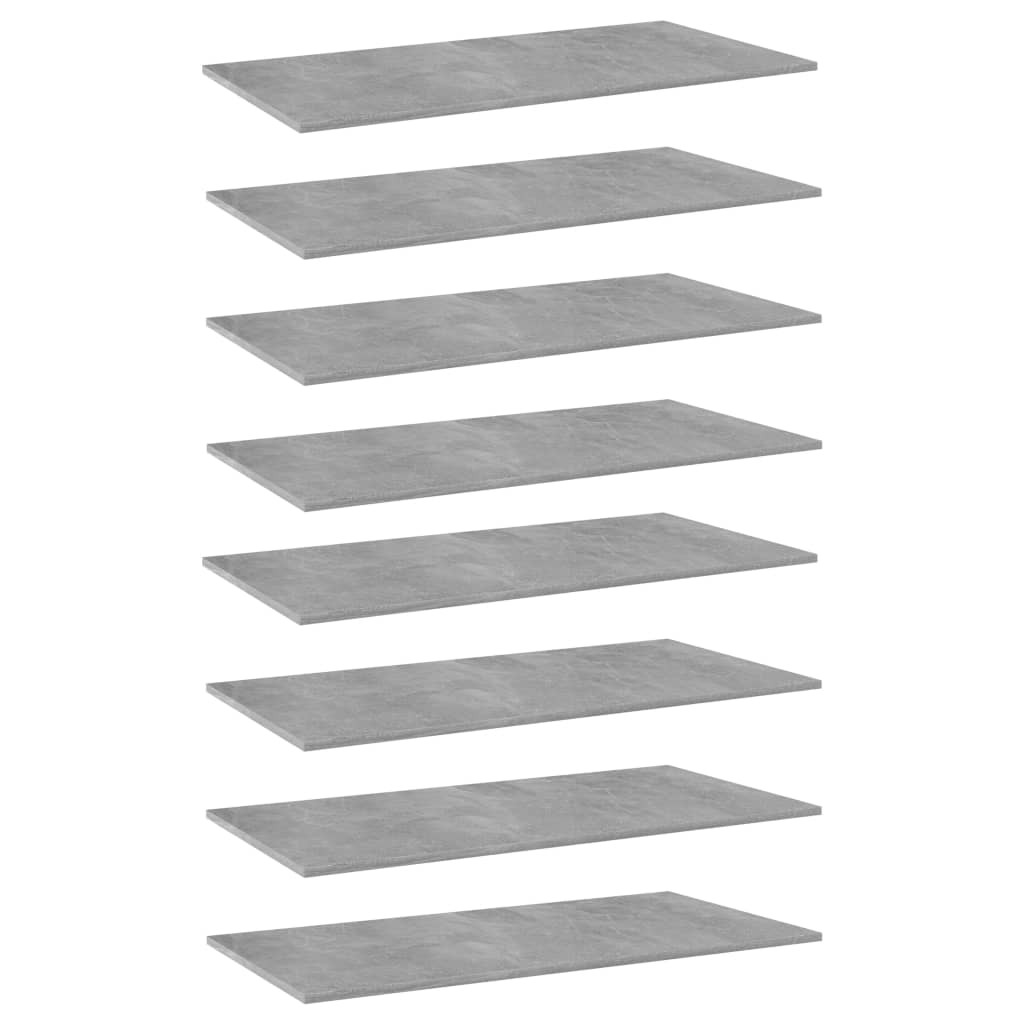 NNEVL Bookshelf Boards 8 pcs Concrete Grey 80x20x1.5 cm Chipboard - UrbanNest Co