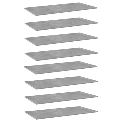 NNEVL Bookshelf Boards 8 pcs Concrete Grey 80x20x1.5 cm Chipboard - UrbanNest Co