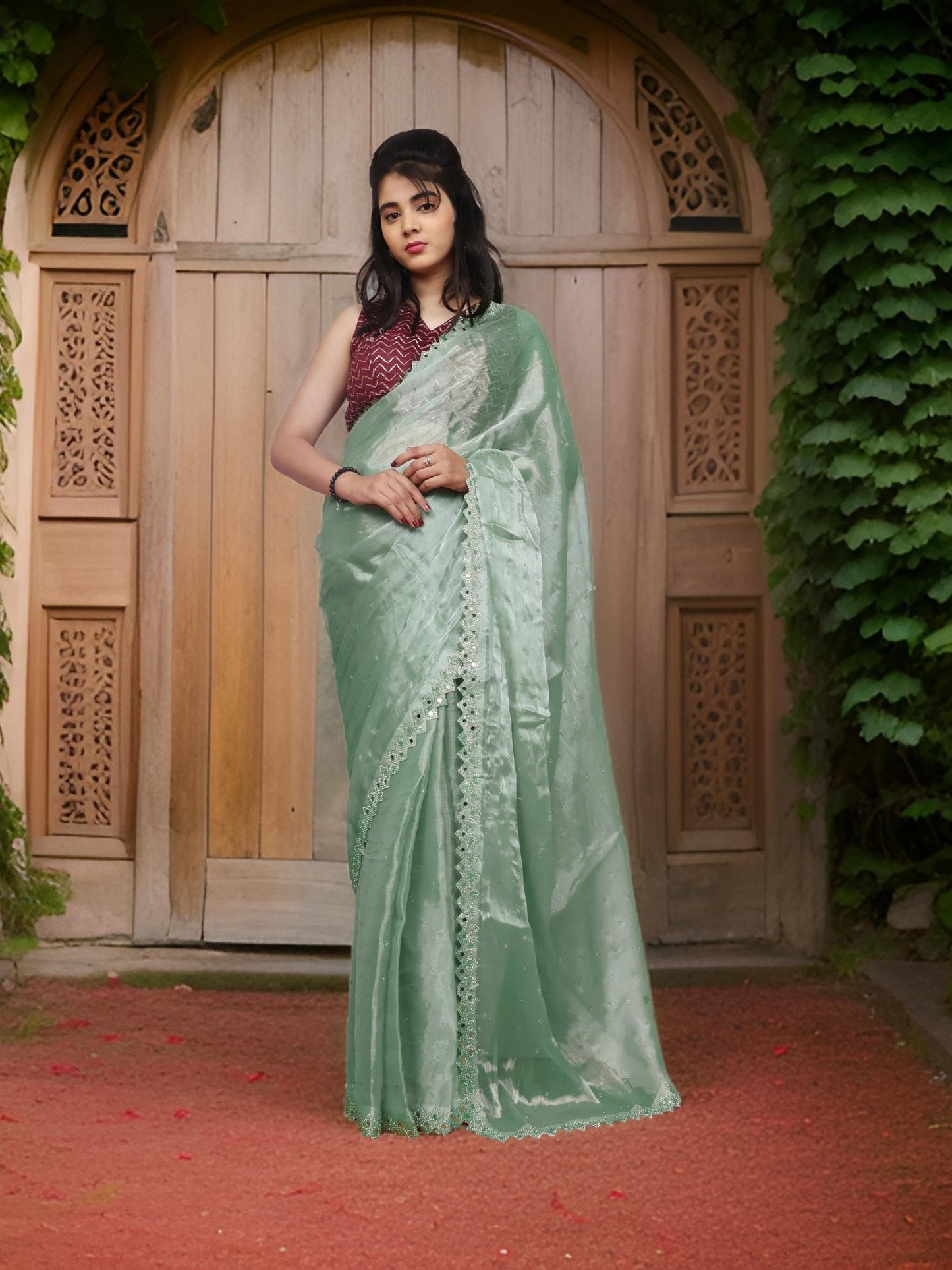 Designer Saree with Heavy Sequin & Stone Work by Shreekama - UrbanNest Co