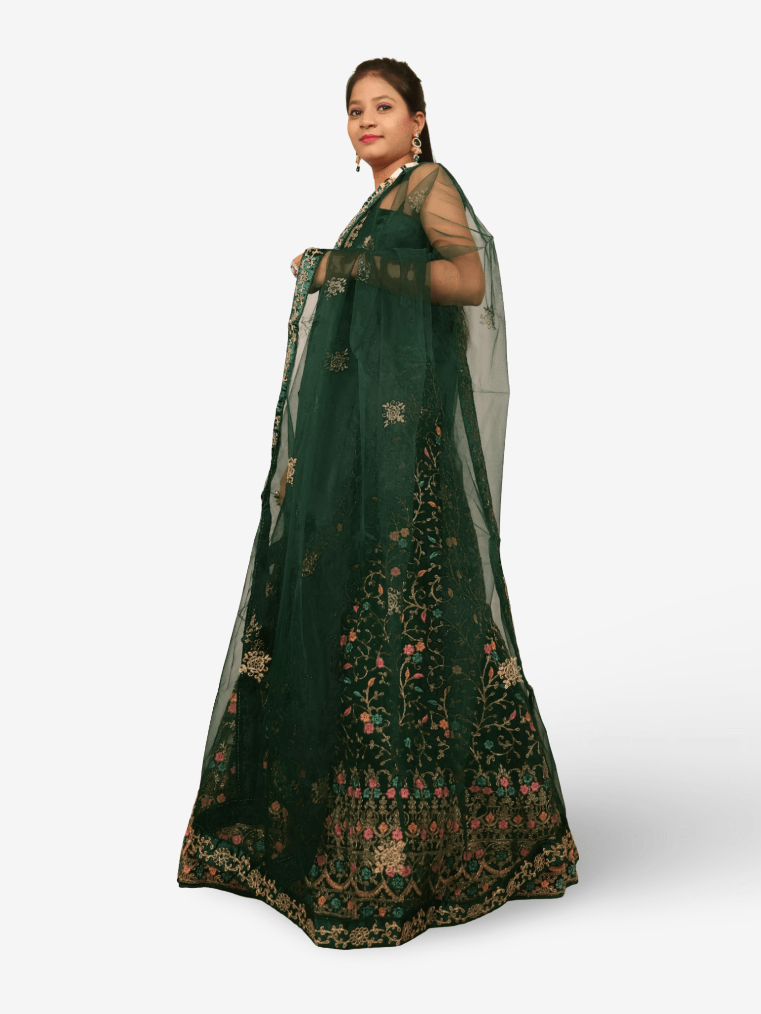 Semi - Stitched Lehenga with Embroidery & Zari Thread Work by Shreekama - UrbanNest Co