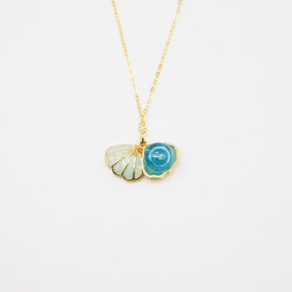 Green Shell Murano Aroma Necklace - Ocean Breeze | Energy & Healing | Diffuse on the go | Sterling Silver Gift - UrbanNest Co