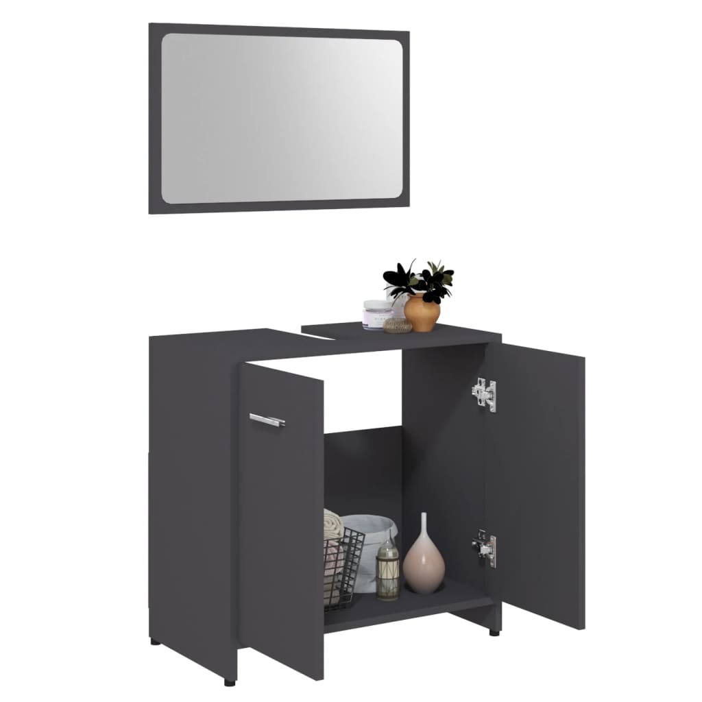 NNEVL Bathroom Furniture Set Grey Chipboard - UrbanNest Co