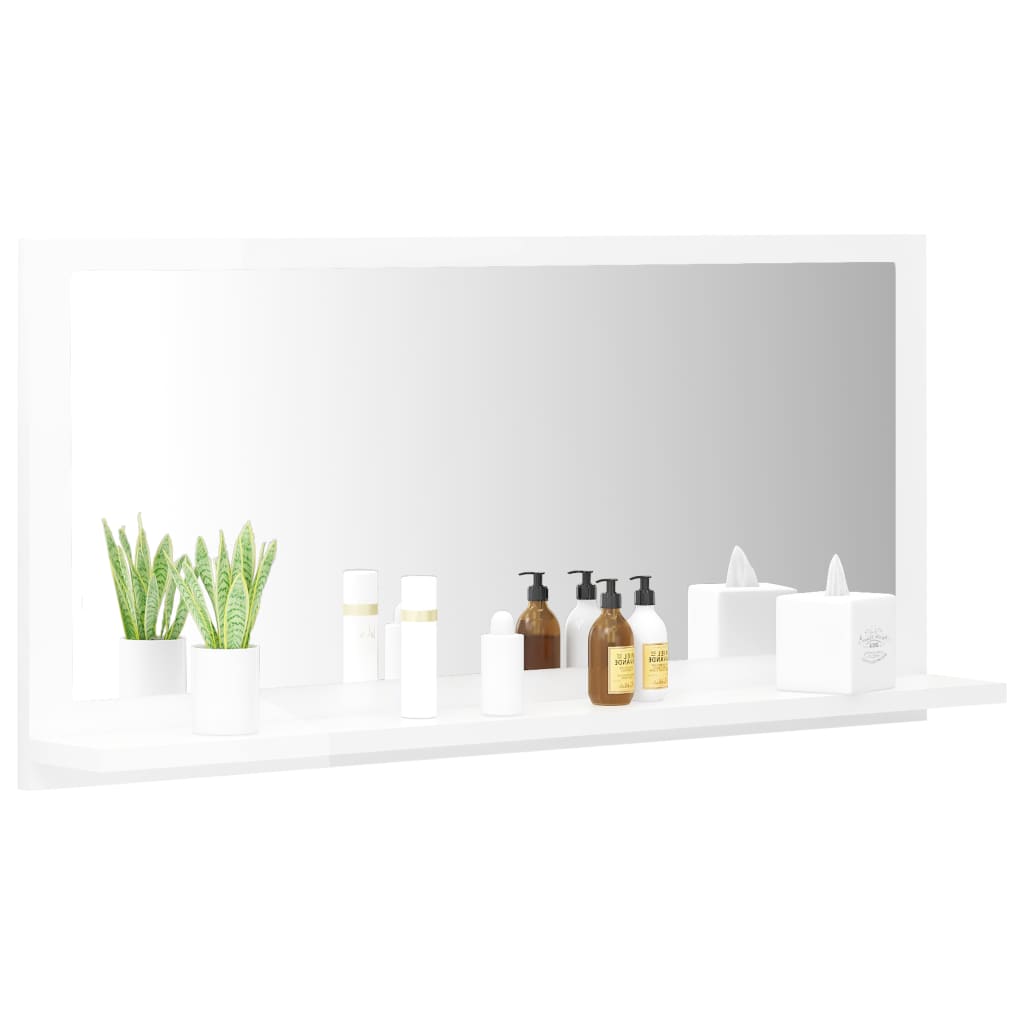NNEVL Bathroom Mirror High Gloss White 80x10.5x37cm Chipboard - UrbanNest Co