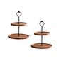 SOGA 2X 15cm 2 Tier Brown Round Wooden Acacia Dessert Tray Cake Snacks Cupcake Stand Buffet Serving Countertop Decor - UrbanNest Co