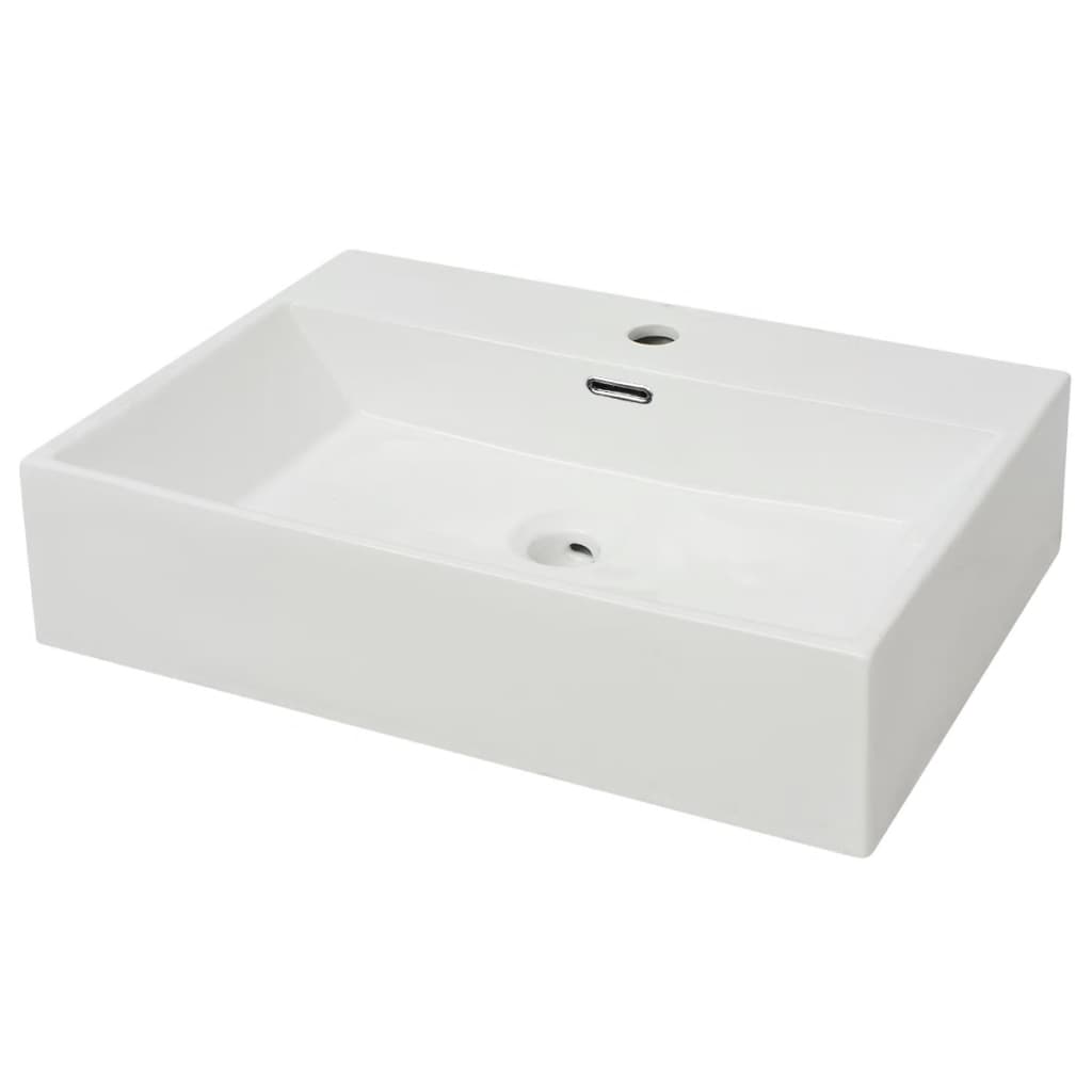NNEVL Basin with Faucet Hole Ceramic White 60.5x42.5x14.5 cm - UrbanNest Co