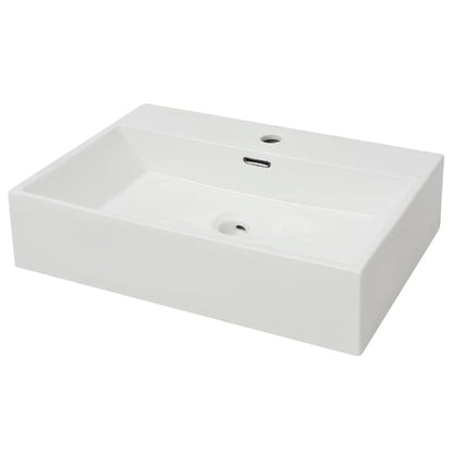 NNEVL Basin with Faucet Hole Ceramic White 60.5x42.5x14.5 cm - UrbanNest Co