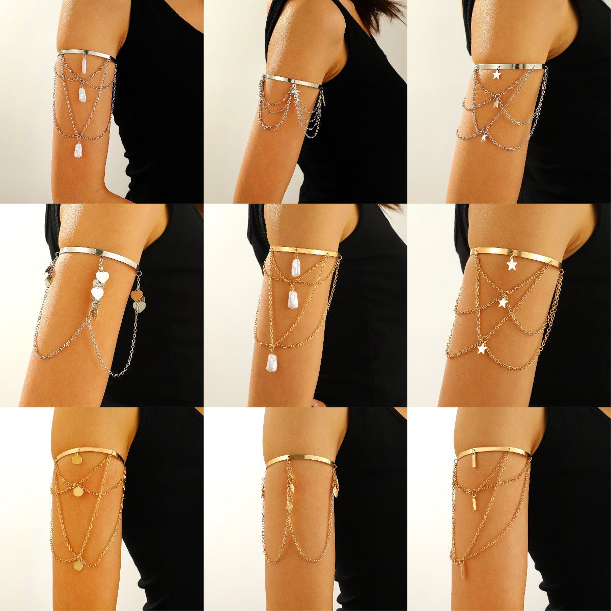 Chain long arm bracelet, star arm ring, high - end and exquisite accessory, versatile bracelet, open arm ring - UrbanNest Co