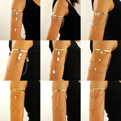 Chain long arm bracelet, star arm ring, high - end and exquisite accessory, versatile bracelet, open arm ring - UrbanNest Co