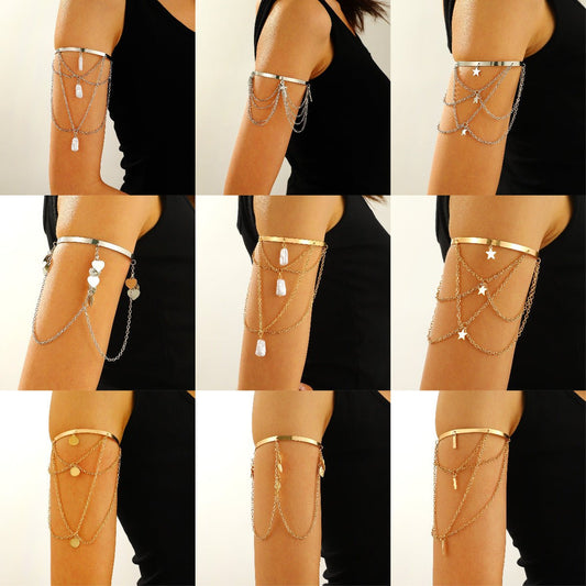 Chain long arm bracelet, star arm ring, high - end and exquisite accessory, versatile bracelet, open arm ring - UrbanNest Co