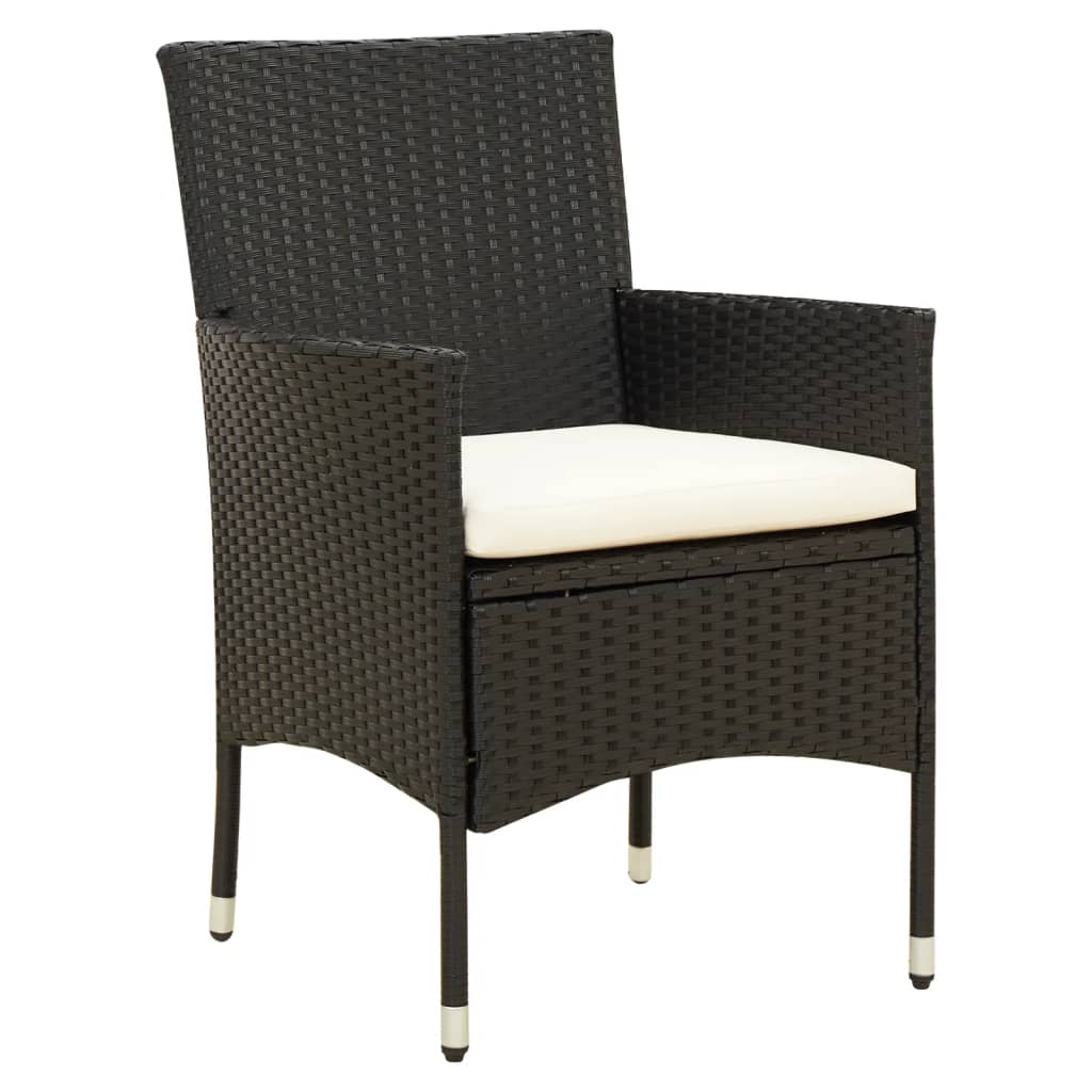 NNEVL 5 Piece Outdoor Dining Set with Cushions Poly Rattan Black - UrbanNest Co