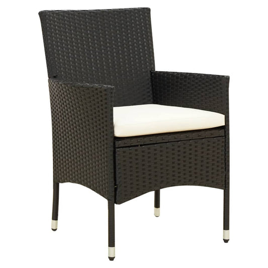 NNEVL 5 Piece Outdoor Dining Set with Cushions Poly Rattan Black - UrbanNest Co
