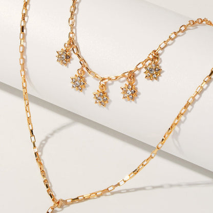 Trendy Jewellery Rhinestone Double layer Gold Chain Star Charm Y shape Necklace - UrbanNest Co