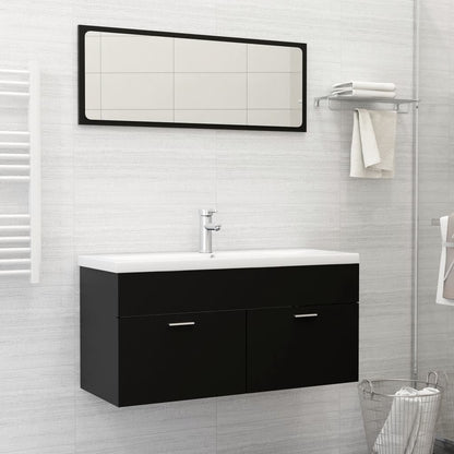 NNEVL 2 Piece Bathroom Furniture Set Black Chipboard - UrbanNest Co