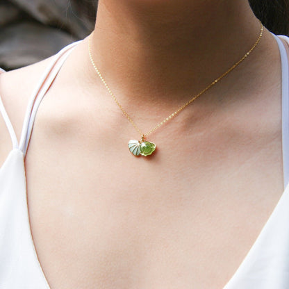 Green Shell Murano Aroma Necklace - Electric Lime | Energy & Healing | Diffuse on the go | 925 Silver - UrbanNest Co