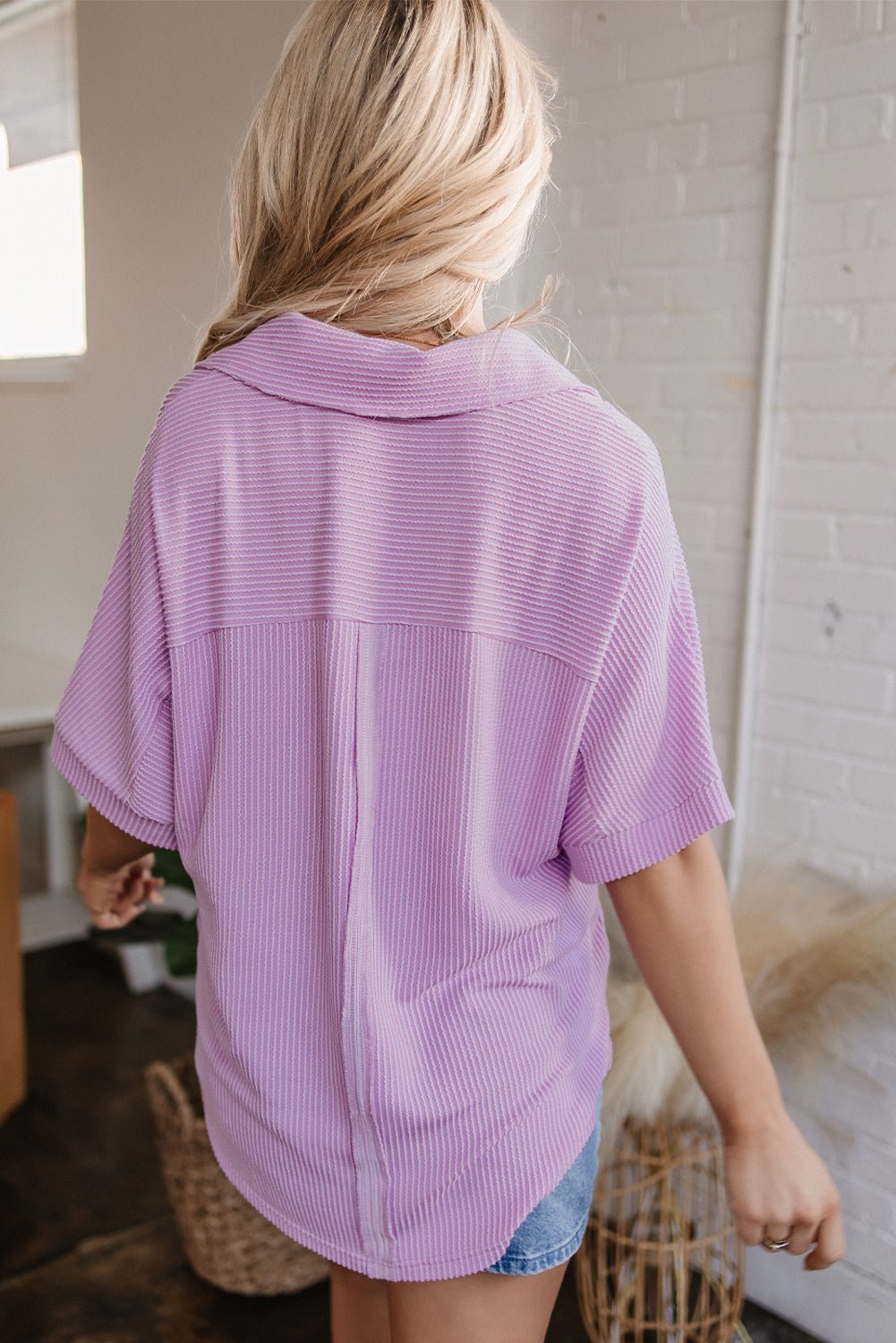 Kyla Flap Pocket Collared Buttoned Short Sleeve Blouse - UrbanNest Co
