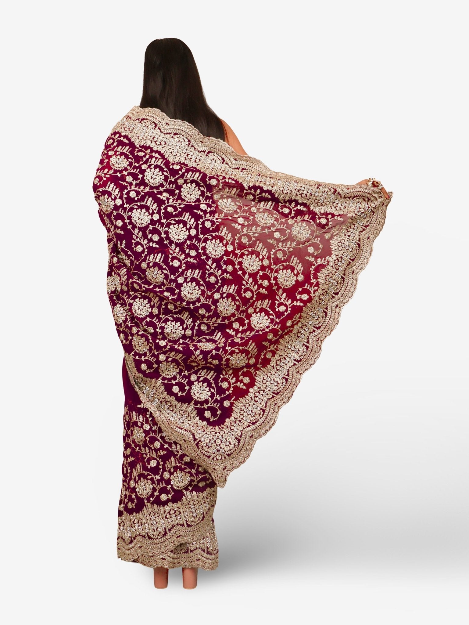 Designer Saree with Embroidery & Heavy Zari Thread Work by Shreekama - UrbanNest Co