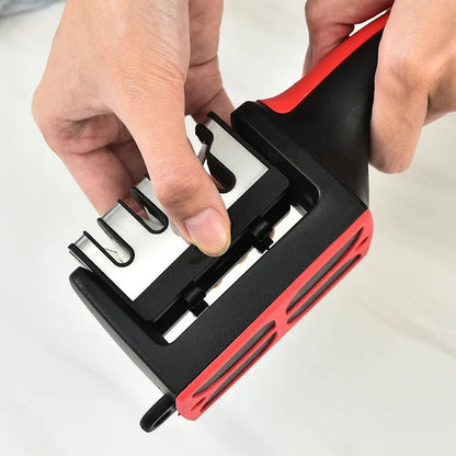 Kitchen 4Segment Knife Sharpener Household Multi - Functional Hand - Held Three - Purpose Black Sharpening Stone - UrbanNest Co