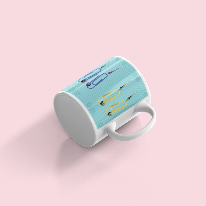 Retro 60's Paperclip Themed Ceramic Mug, Kitsch Mug | by Victory In Wellness - UrbanNest Co