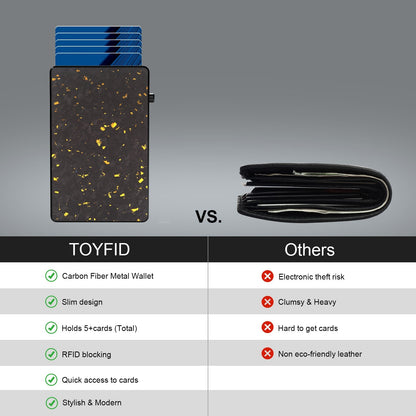 TOYFID Best Pop Up RFID Mens Wallet forged Carbon Fiber Minimalist Amazon to Protect Credit Cards - UrbanNest Co