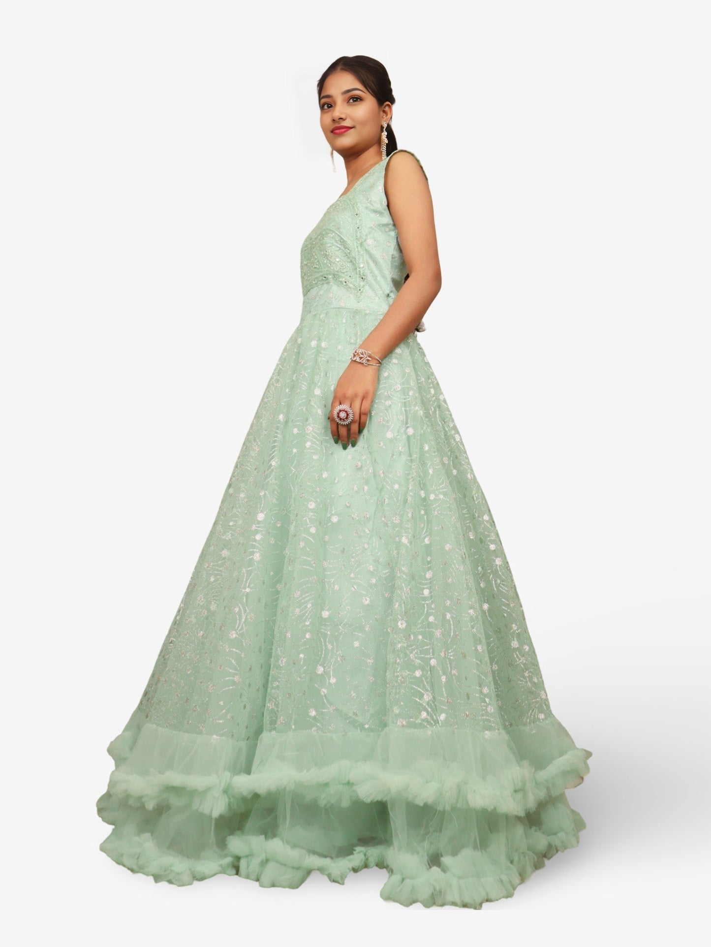 Gown with Mirror & Cut Dana Work by Shreekama - UrbanNest Co