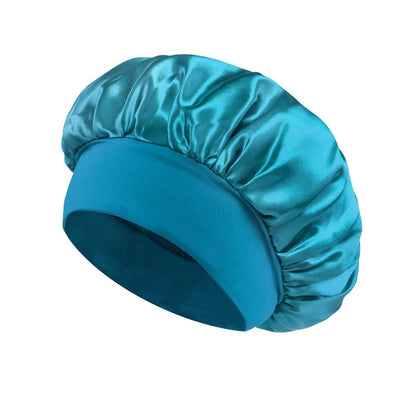 Solid Color Bath Cap Adult Fashion Satin Wide Brim Sleep Cap for Women Chemotherapy Hair Care - UrbanNest Co