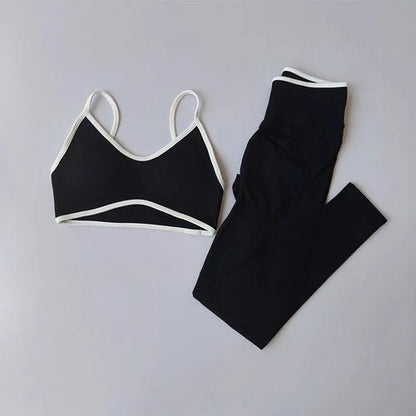 2PCS High Waisted Sports Bra Set with Contrasting Small Suspender - UrbanNest Co
