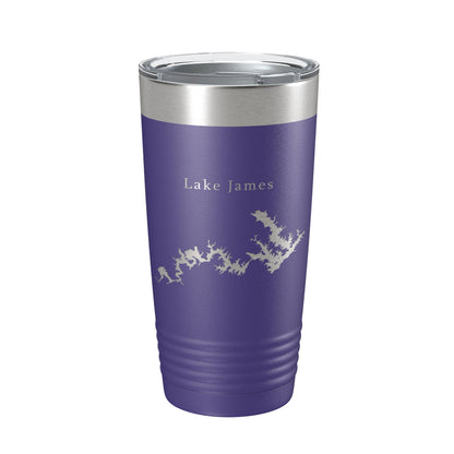 Lake James Map Tumbler Travel Mug Insulated Laser Engraved Coffee Cup North Carolina 20 oz - UrbanNest Co