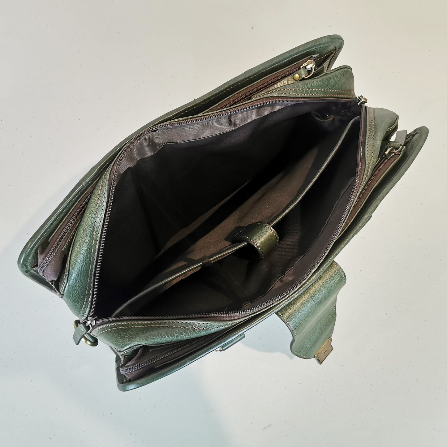 Leather Briefcase, Olive Green - UrbanNest Co