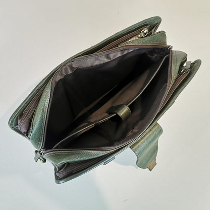 Leather Briefcase, Olive Green - UrbanNest Co
