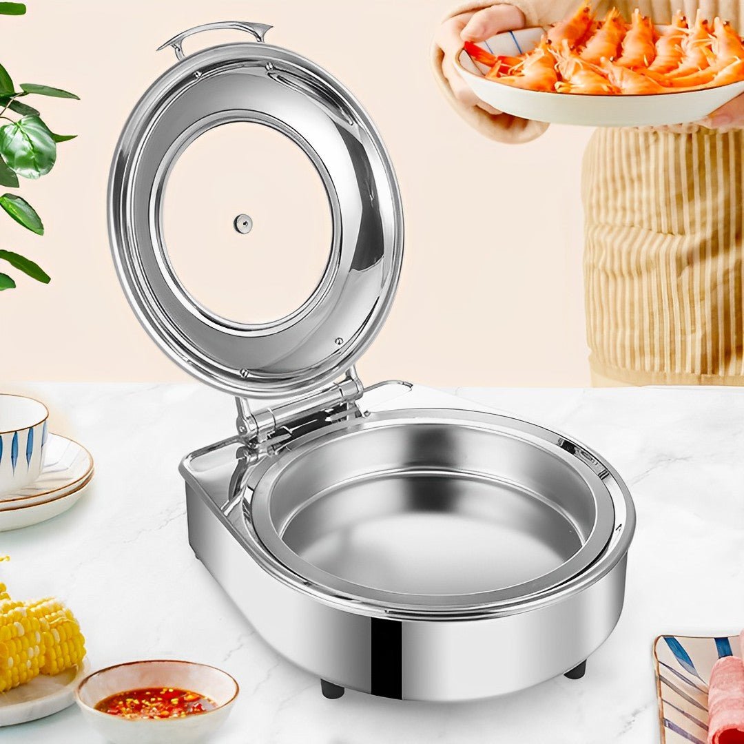 NNEAGS Stainless Steel Round Chafing Dish Tray Buffet Cater Food Warmer Chafer with Top Lid - UrbanNest Co