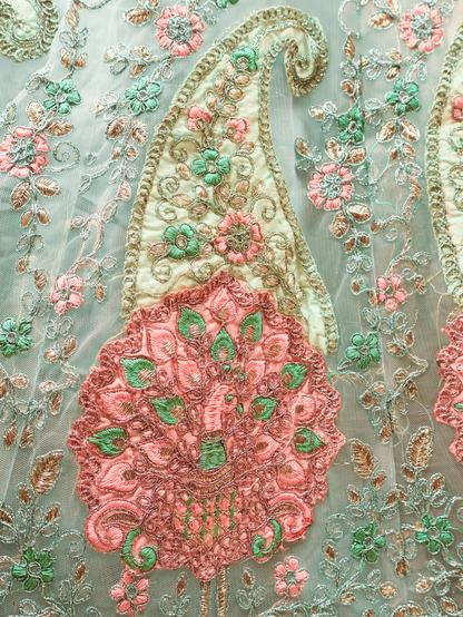 Semi - Stitched Lehenga with Soft Net Fabric & Zari Thread Work by Shreekama - UrbanNest Co