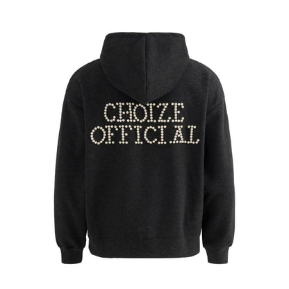 Plaid Lined Hooded Sweatshirt Jacket with Pearl Letters - UrbanNest Co