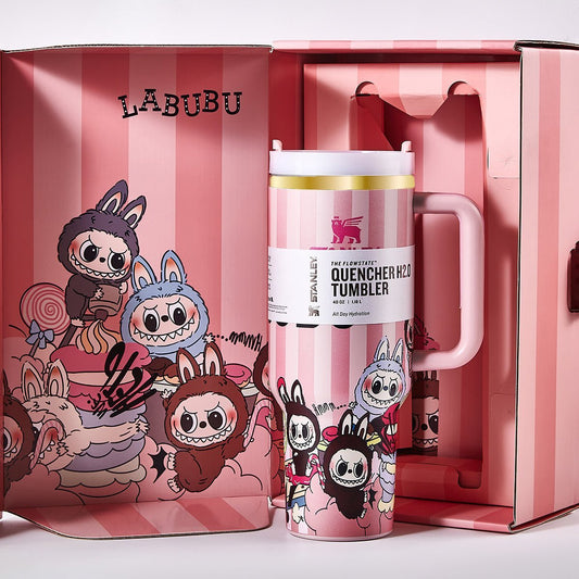 Stanley x Labubu Limited Edition Tumbler Pink Stripe Quencher - UrbanNest Co