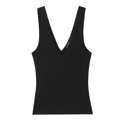 Simple tri color V - neck ribbed vest top - UrbanNest Co
