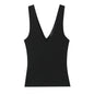 Simple tri color V - neck ribbed vest top - UrbanNest Co