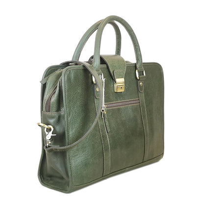 Leather Briefcase, Olive Green - UrbanNest Co