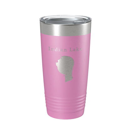 Indian Lake Map Tumbler Travel Mug Insulated Laser Engraved Coffee Cup Silver Creek Township Michigan 20 oz - UrbanNest Co