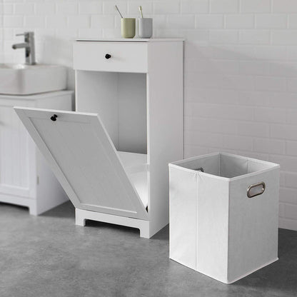 NNEDSZ White Bathroom Cabinet with Laundry Basket and Drawer - UrbanNest Co