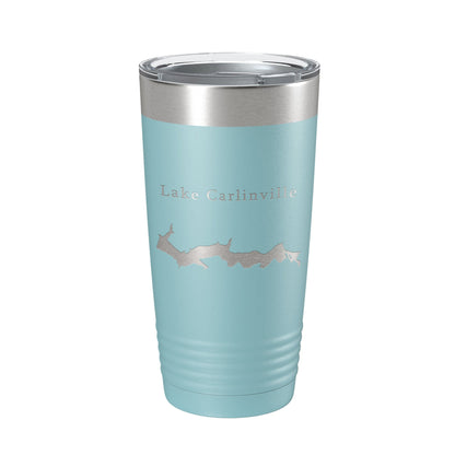 Lake Carlinville Map Tumbler Travel Mug Insulated Laser Engraved Coffee Cup Illinois 20 oz - UrbanNest Co