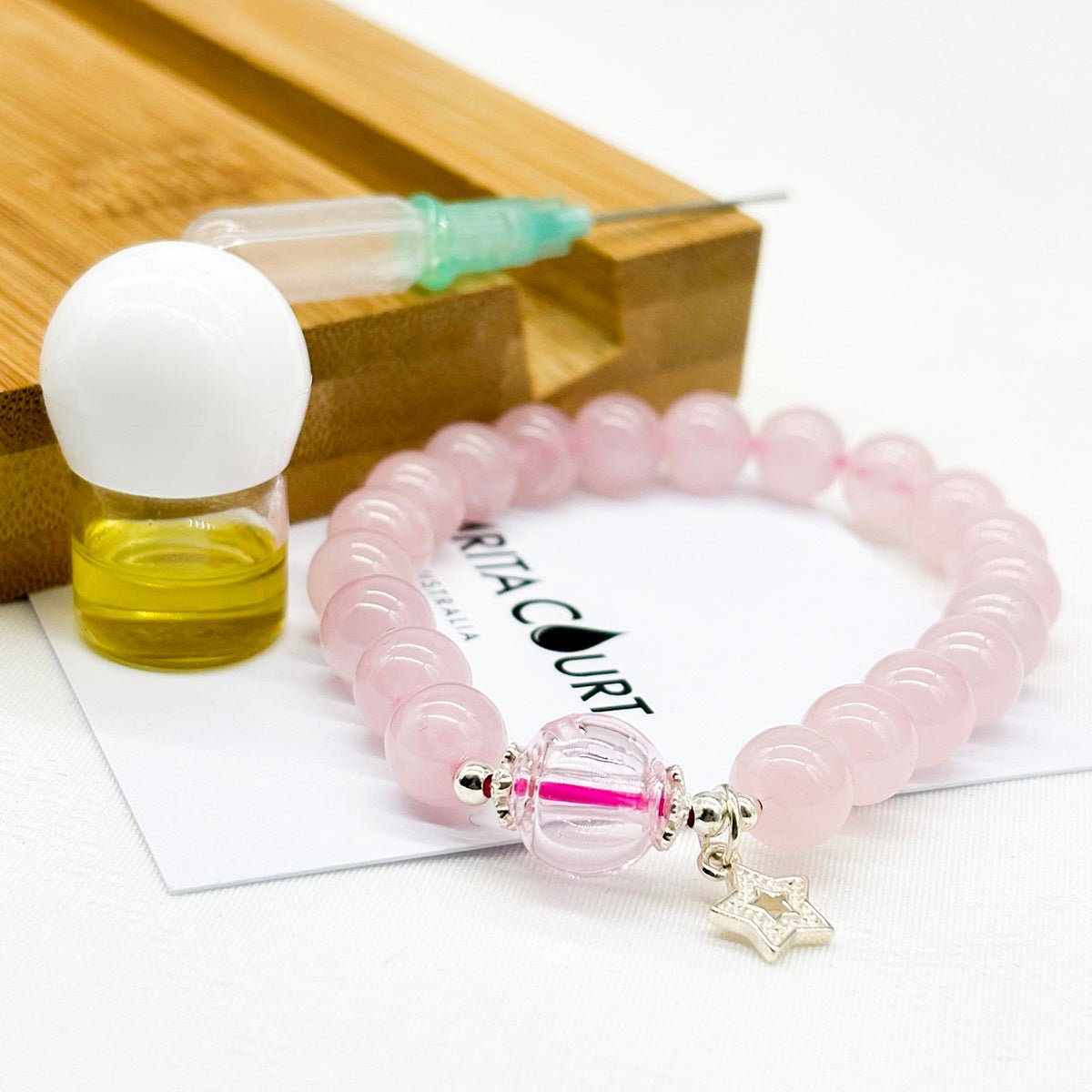 Sterling Silver Crystal Aroma Bracelet - Rose Quartz | Energy & Healing | Diffuser Jewellery - UrbanNest Co
